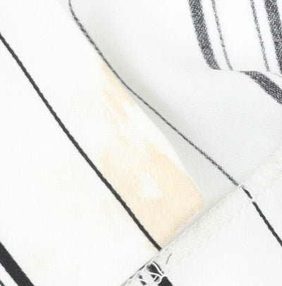 New Look Women White Striped Suit Jacket Size 6 Regular Fit