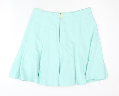 Closet Women’s Green Skater Skirt Size 14 Knee Length Zip