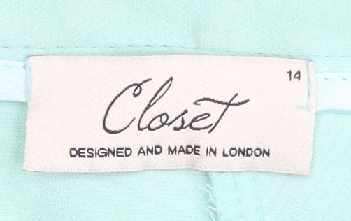 Closet Women’s Green Skater Skirt Size 14 Knee Length Zip