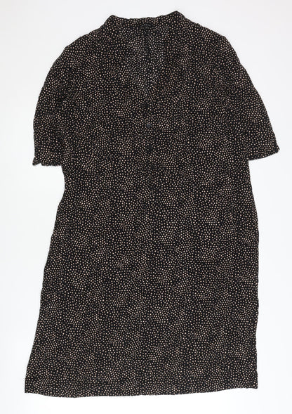 Jaeger Women’s Black Polka Dot Shirt Dress Size 14 Viscose Workwear