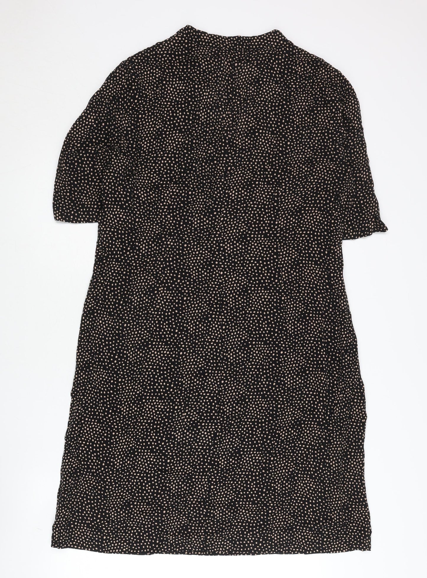 Jaeger Women’s Black Polka Dot Shirt Dress Size 14 Viscose Workwear