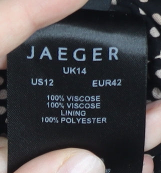 Jaeger Women’s Black Polka Dot Shirt Dress Size 14 Viscose Workwear