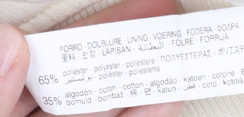 Bershka Womens Ivory Full Zip Hoodie XS Cotton Blend