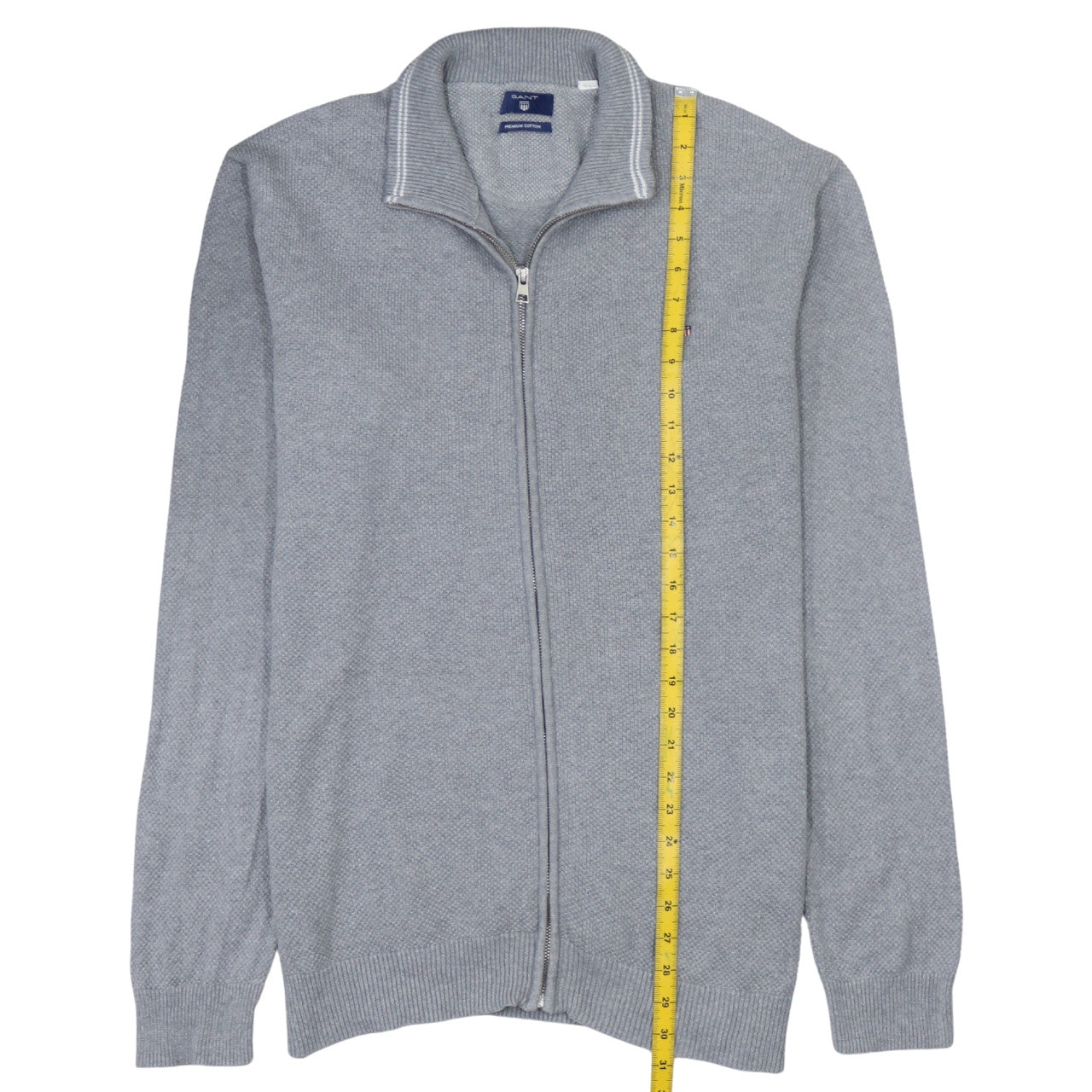 Gant Men’s Grey Full Zip Cotton Jumper Sweater M