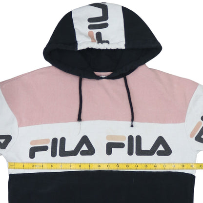 Fila Women’s Pink Black White Pullover Hoodie Size 10 Colourblock Logo