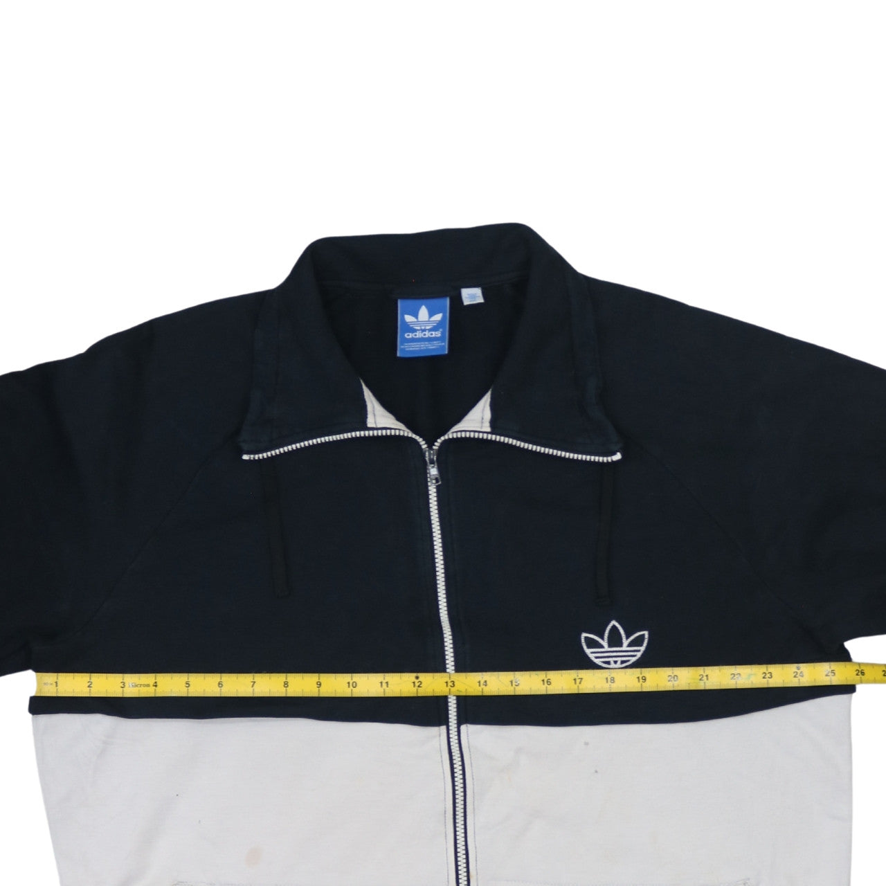 Adidas Mens 2XL Black White Track Jacket Zip Cotton Blend