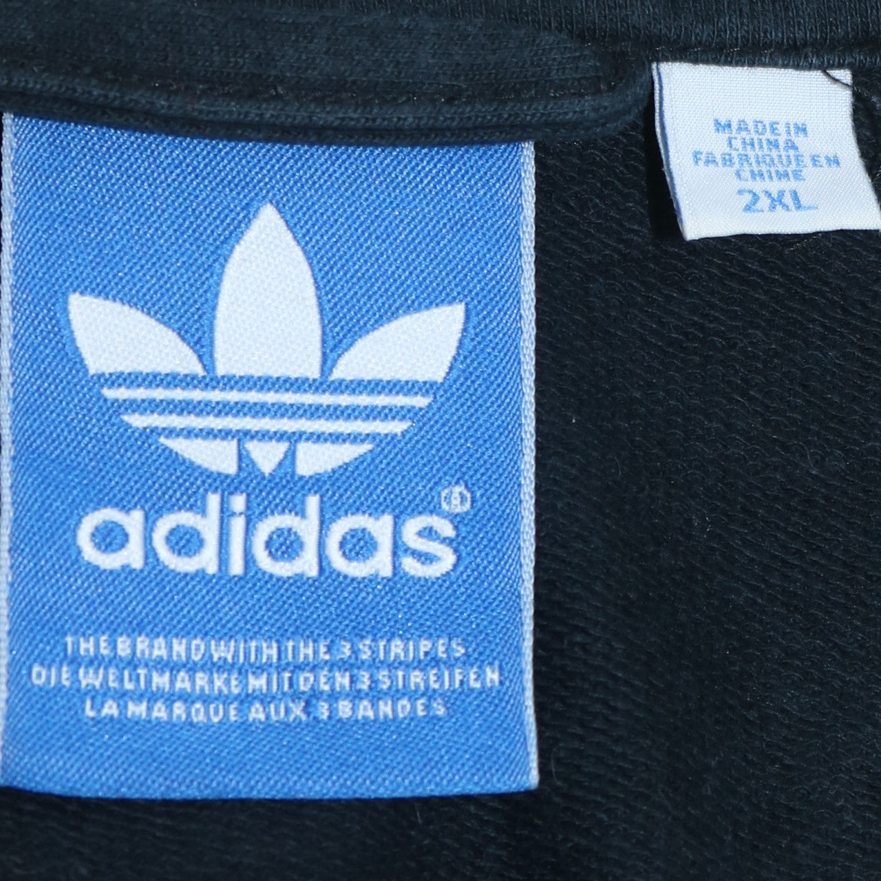 Adidas Mens 2XL Black White Track Jacket Zip Cotton Blend