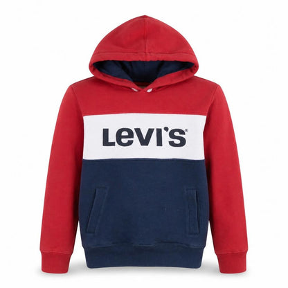 Levi's Boys Red Colourblock Pullover Hoodie Size 12 Years Cotton Blend