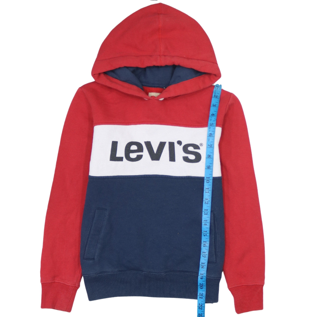 Levi's Boys Red Colourblock Pullover Hoodie Size 12 Years Cotton Blend