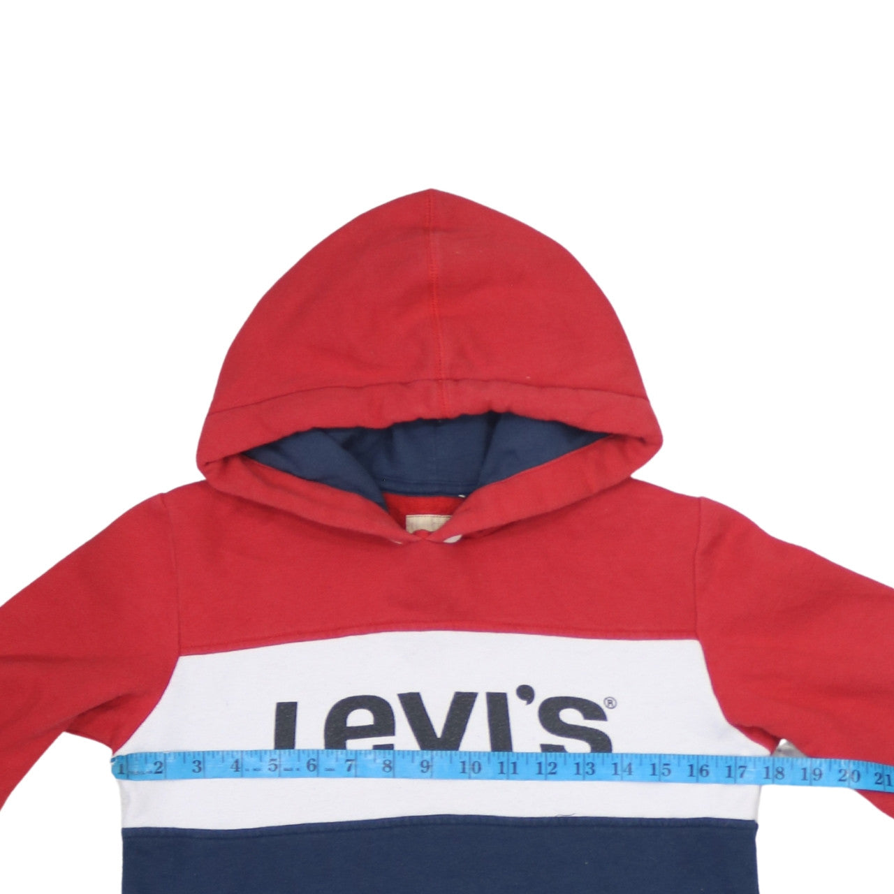 Levi's Boys Red Colourblock Pullover Hoodie Size 12 Years Cotton Blend