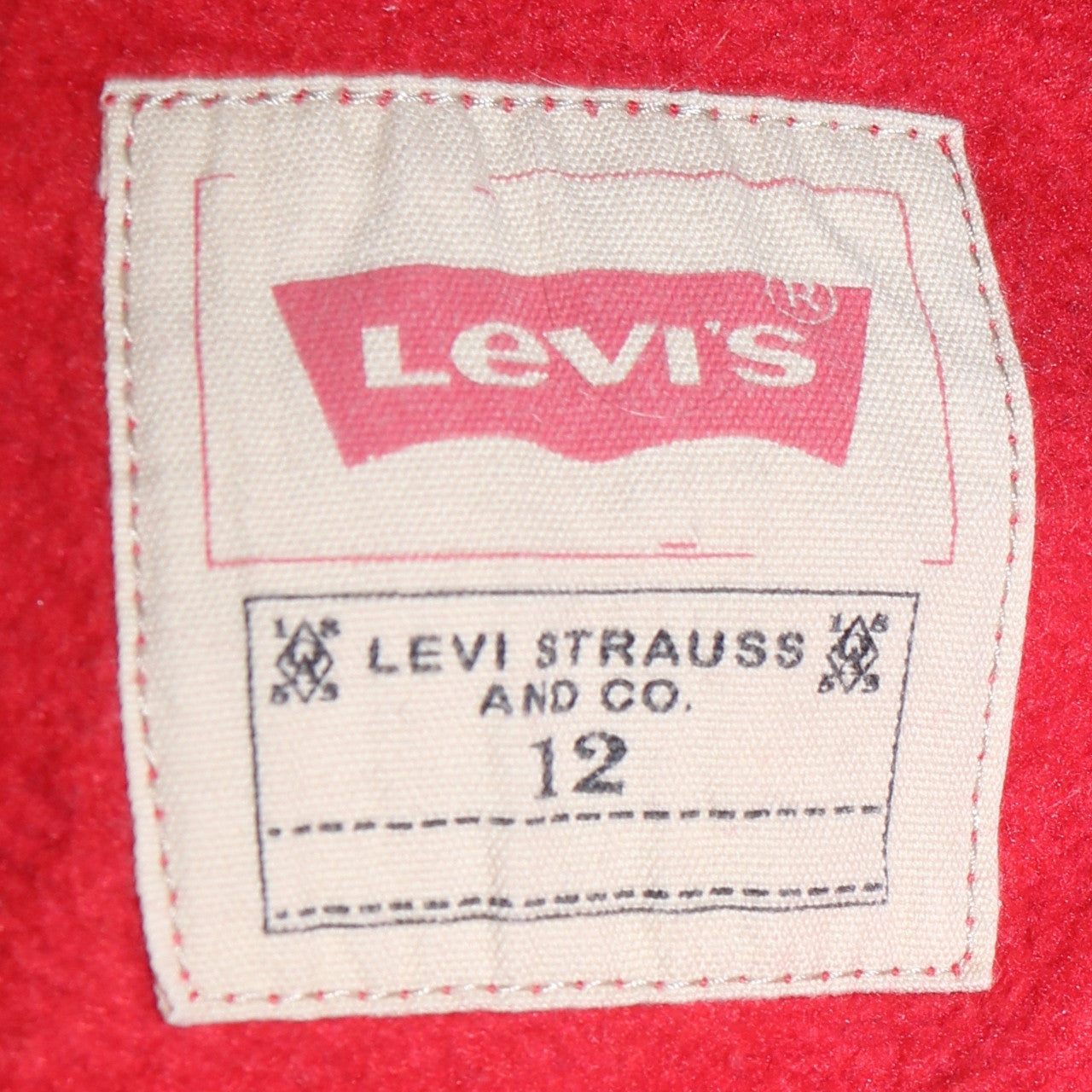 Levi's Boys Red Colourblock Pullover Hoodie Size 12 Years Cotton Blend