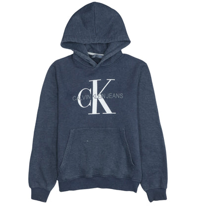 Mens UK Size L Calvin Klein Jeans Blue Pullover Hoodie