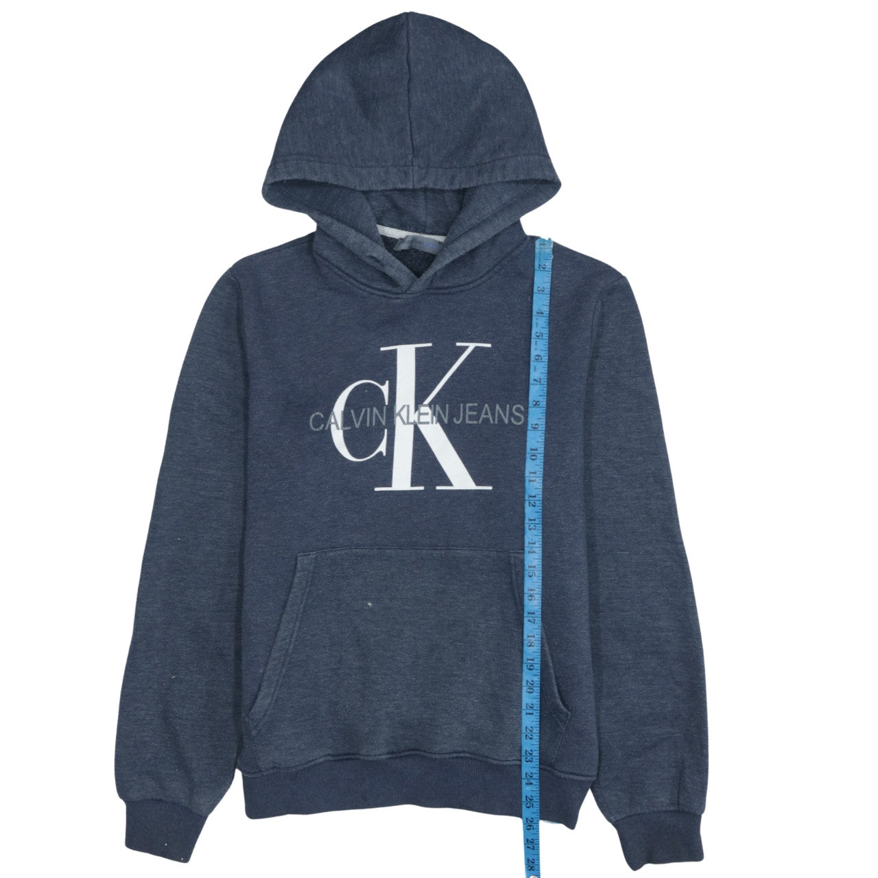 Mens UK Size L Calvin Klein Jeans Blue Pullover Hoodie