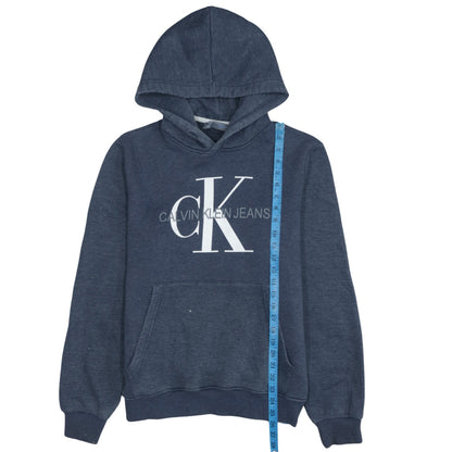 Mens UK Size L Calvin Klein Jeans Blue Pullover Hoodie