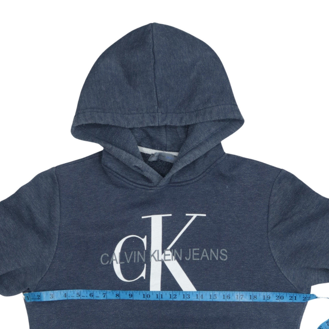 Mens UK Size L Calvin Klein Jeans Blue Pullover Hoodie