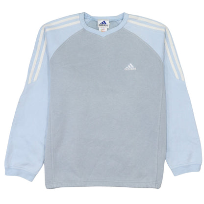 Adidas Women’s Blue Pullover Sweatshirt Size 10 Crew Neck Logo Sportswear