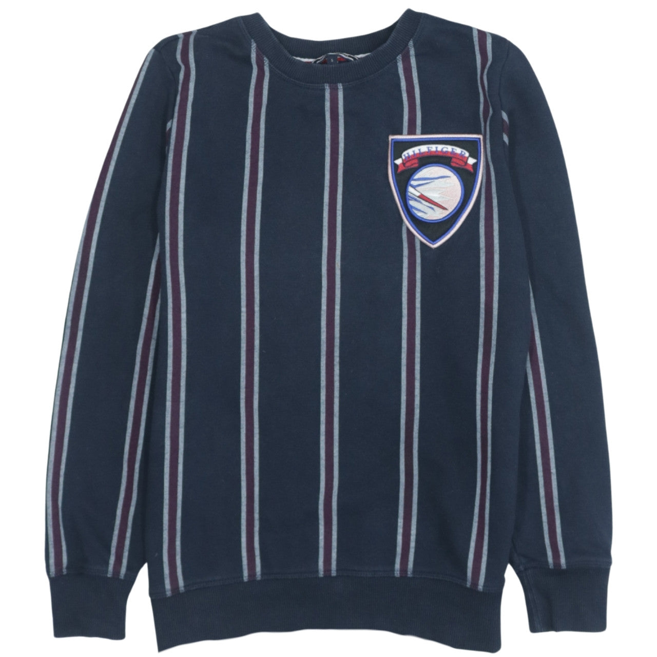 Tommy Hilfiger Men's Blue Striped Crew Neck Sweatshirt S