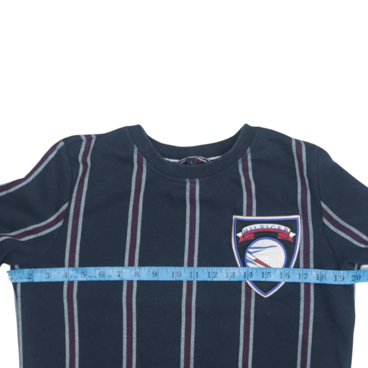 Tommy Hilfiger Men's Blue Striped Crew Neck Sweatshirt S