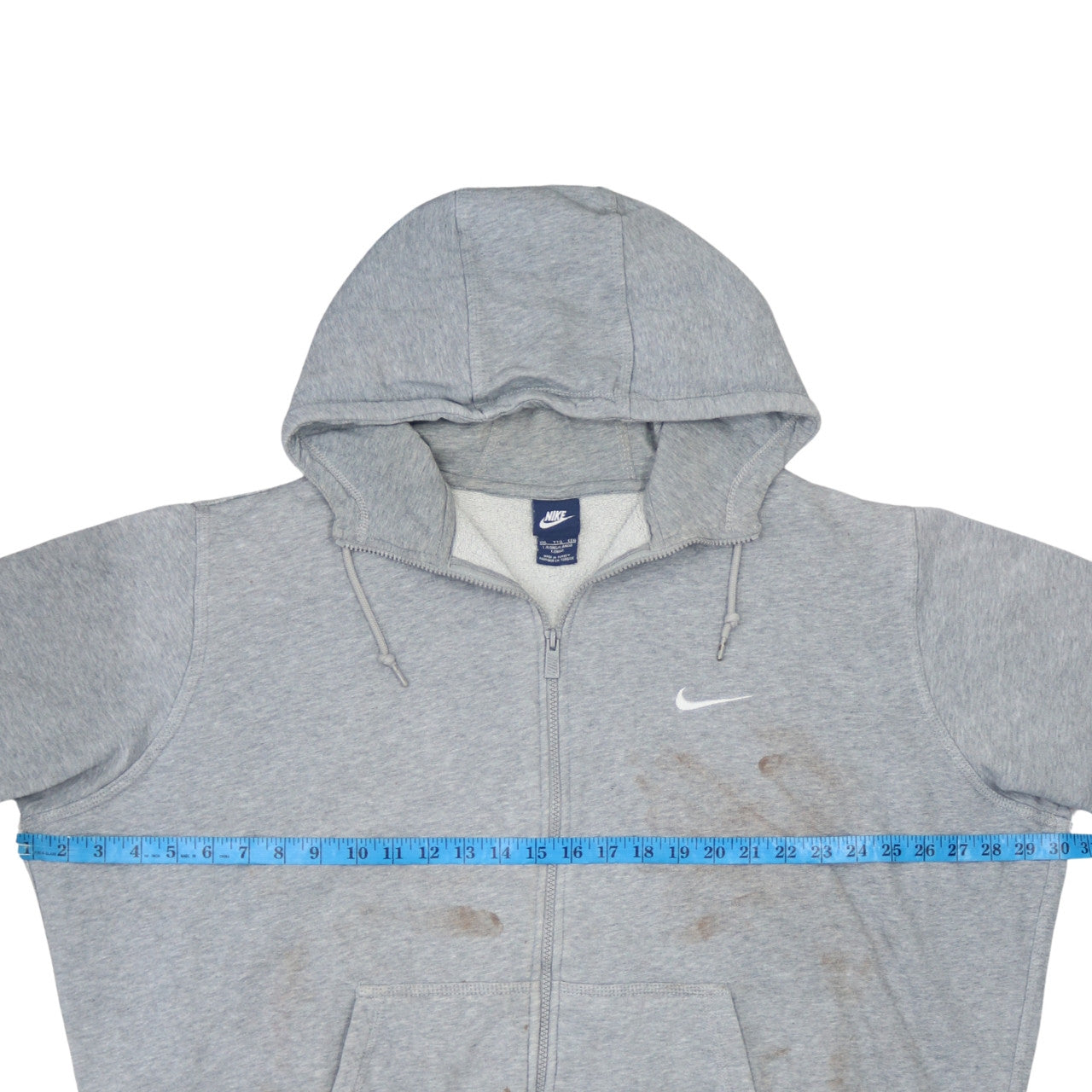 Mens UK Size 2XL Nike Grey Full Zip Hoodie