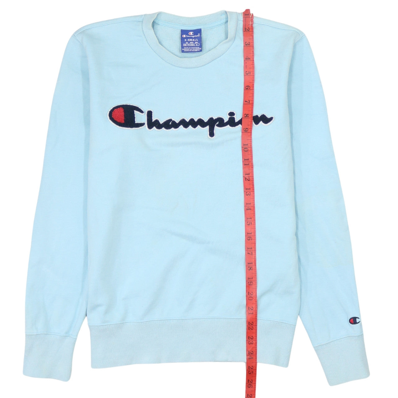 Champion Womens Blue XS Pullover Sweatshirt Logo Crew Neck Long Sleeve