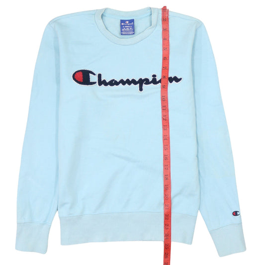 Champion Womens Blue XS Pullover Sweatshirt Logo Crew Neck Long Sleeve