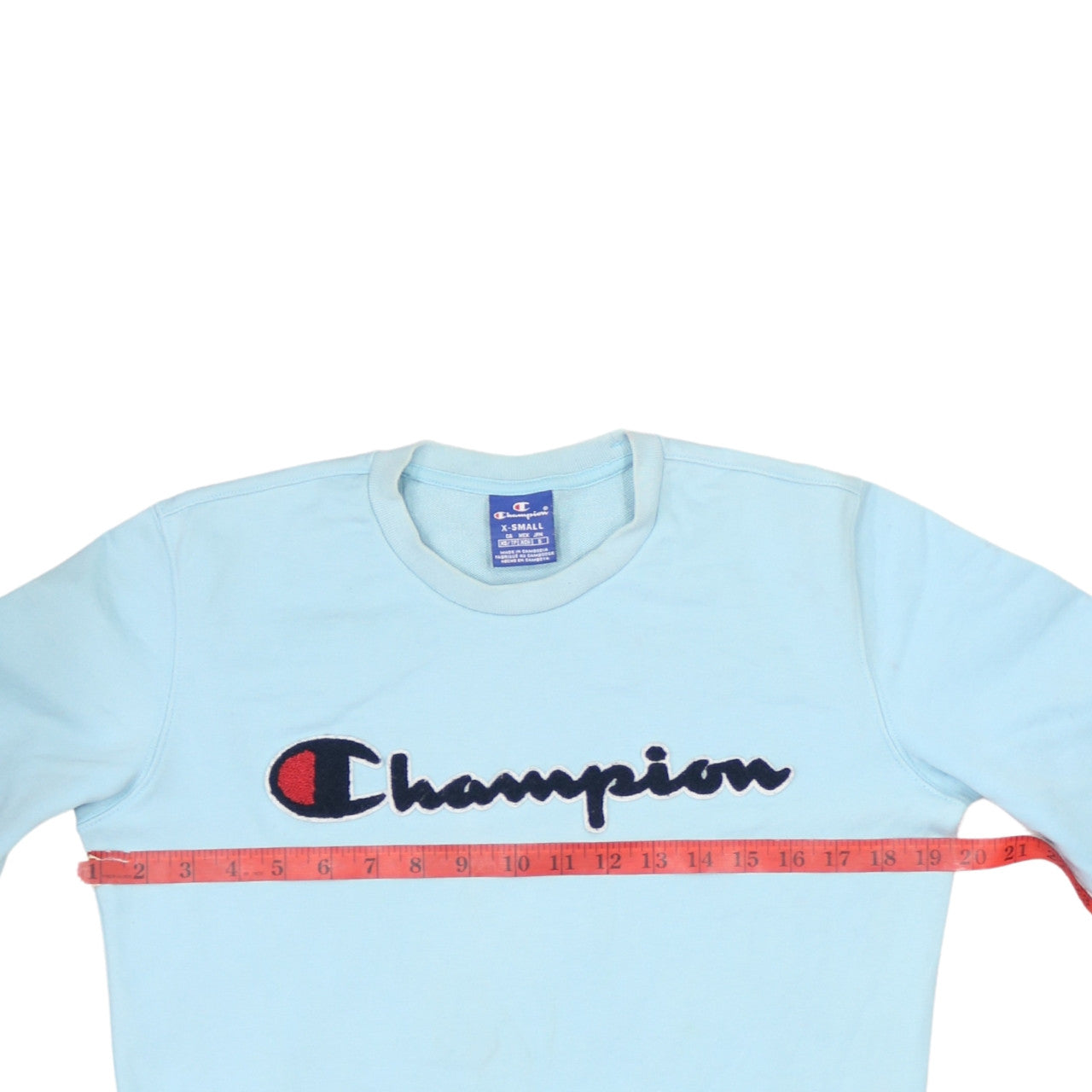 Champion Womens Blue XS Pullover Sweatshirt Logo Crew Neck Long Sleeve