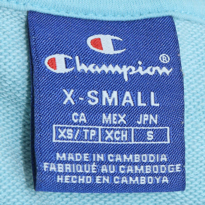 Champion Womens Blue XS Pullover Sweatshirt Logo Crew Neck Long Sleeve