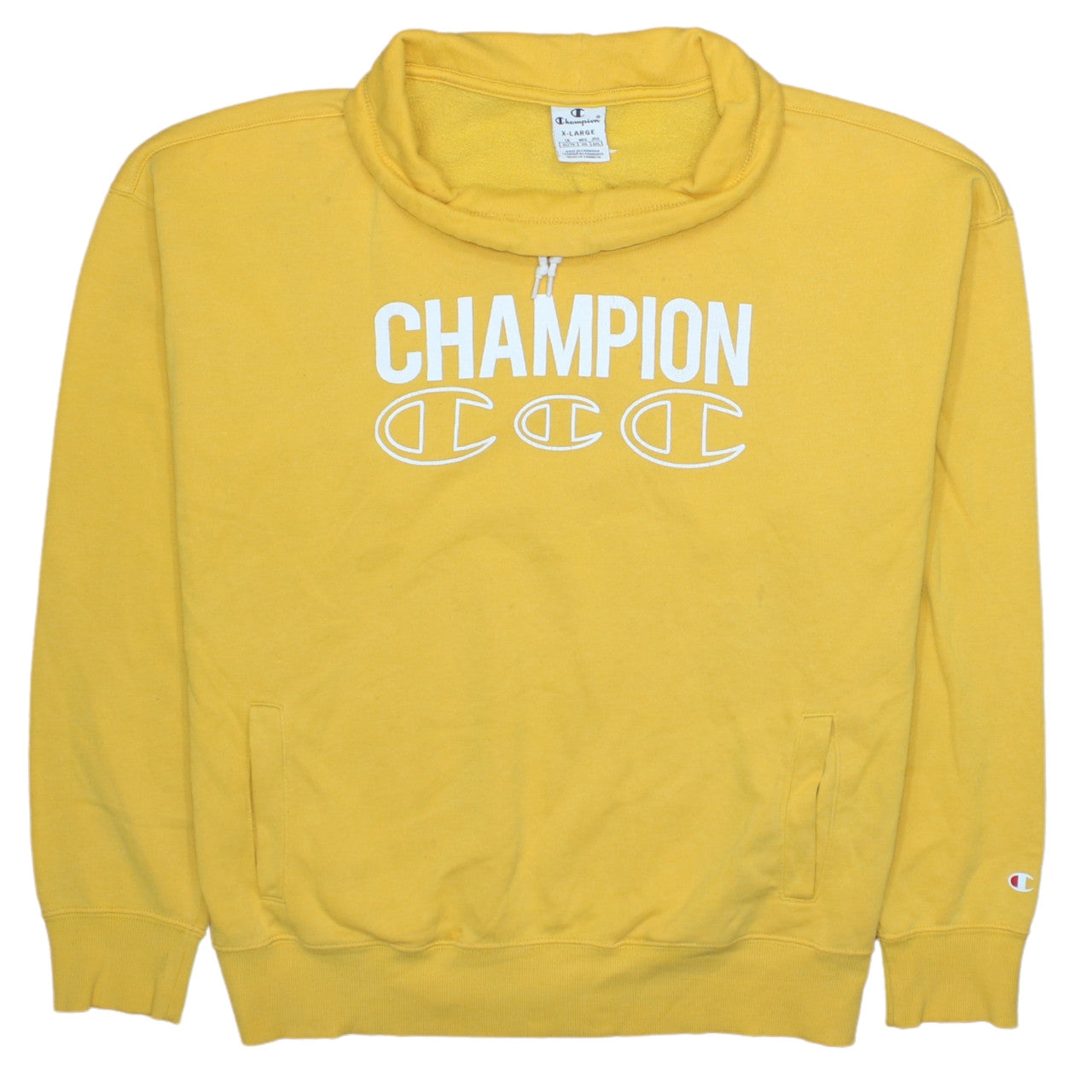Mens UK Size XL Champion Yellow Pullover Sweatshirt