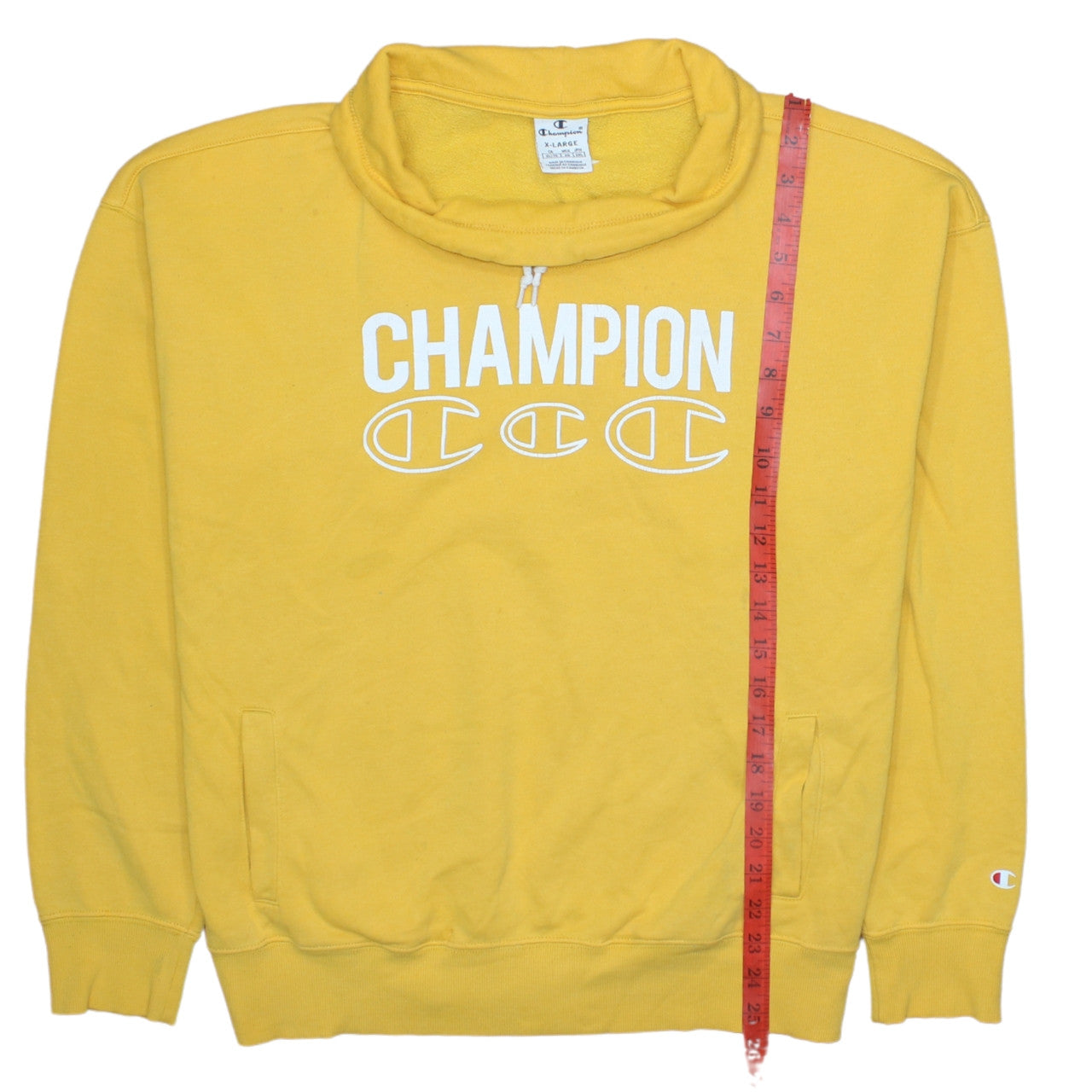 Mens UK Size XL Champion Yellow Pullover Sweatshirt