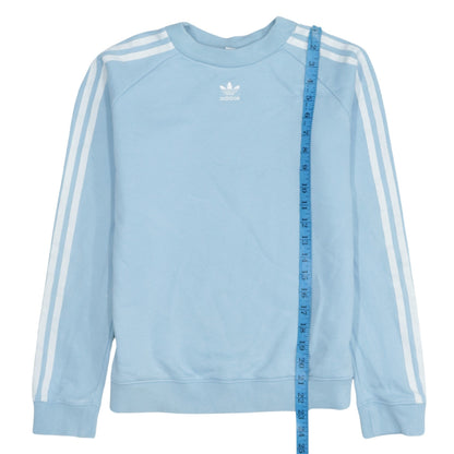 Adidas Women's Blue Crew Neck Sweatshirt UK 6 XS Long Sleeve Logo