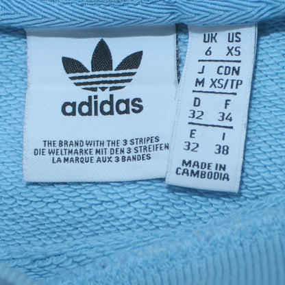 Adidas Women's Blue Crew Neck Sweatshirt UK 6 XS Long Sleeve Logo