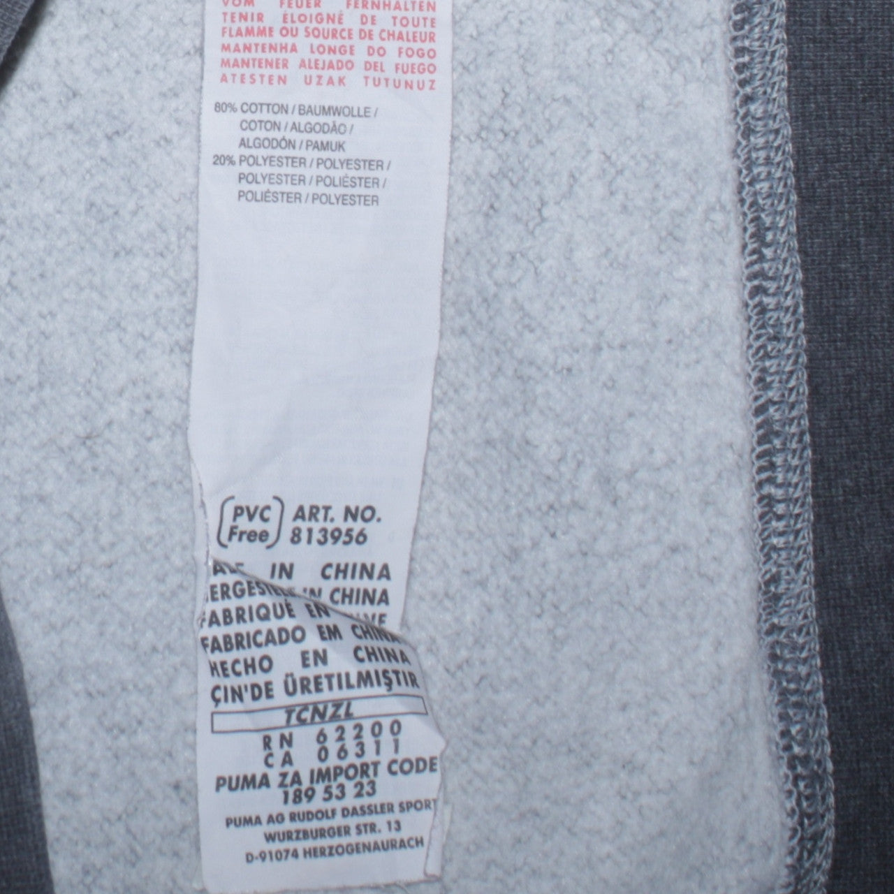 Mens UK Size M PUMA Grey Pullover Hoodie