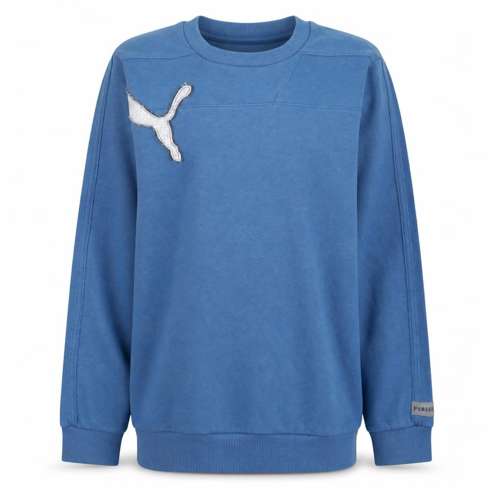 Front view of Puma Teens Blue Sweatshirt UK 24/26 Crew Neck Long Sleeve Logo