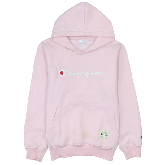 Champion Womens Pink Medium Pullover Hoodie Logo Embroidered Sportswear