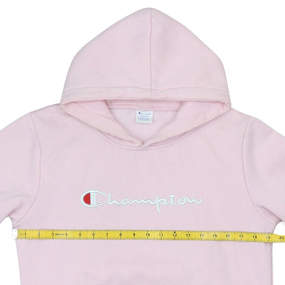 Champion Womens Pink Medium Pullover Hoodie Logo Embroidered Sportswear