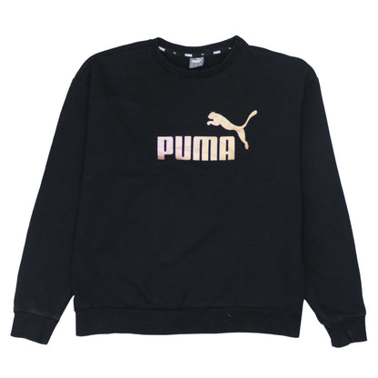 Puma Women Black M Pullover Sweatshirt Logo Graphic Long Sleeve