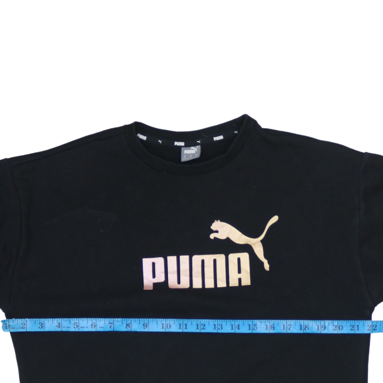 Puma Women Black M Pullover Sweatshirt Logo Graphic Long Sleeve