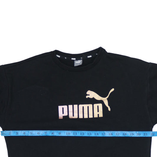 Puma Women Black M Pullover Sweatshirt Logo Graphic Long Sleeve