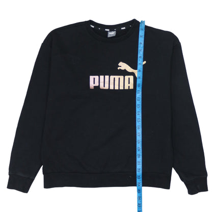 Puma Women Black M Pullover Sweatshirt Logo Graphic Long Sleeve