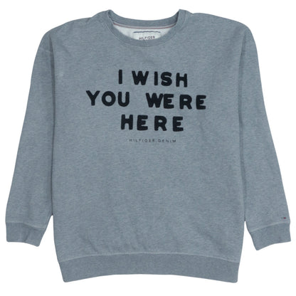 Tommy Hilfiger Men’s Grey Pullover Sweatshirt M Logo Graphic