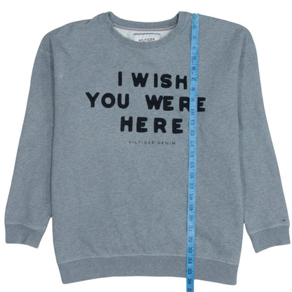 Tommy Hilfiger Men’s Grey Pullover Sweatshirt M Logo Graphic