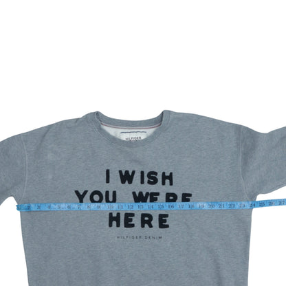 Tommy Hilfiger Men’s Grey Pullover Sweatshirt M Logo Graphic