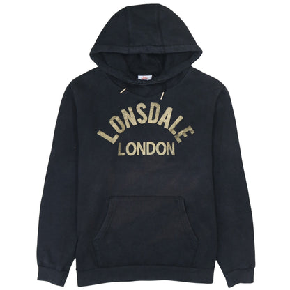 Lonsdale Women’s Black Pullover Hoodie UK 12 Logo Print