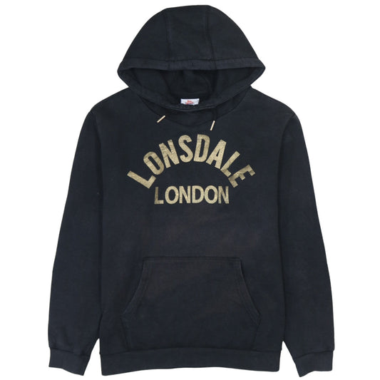 Lonsdale Women’s Black Pullover Hoodie UK 12 Logo Print