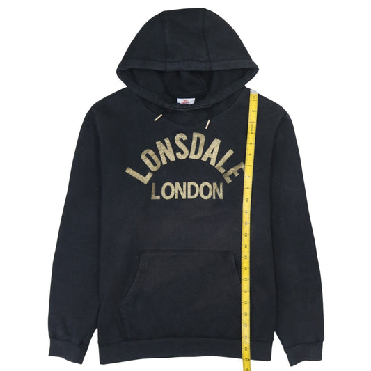 Lonsdale Women’s Black Pullover Hoodie UK 12 Logo Print