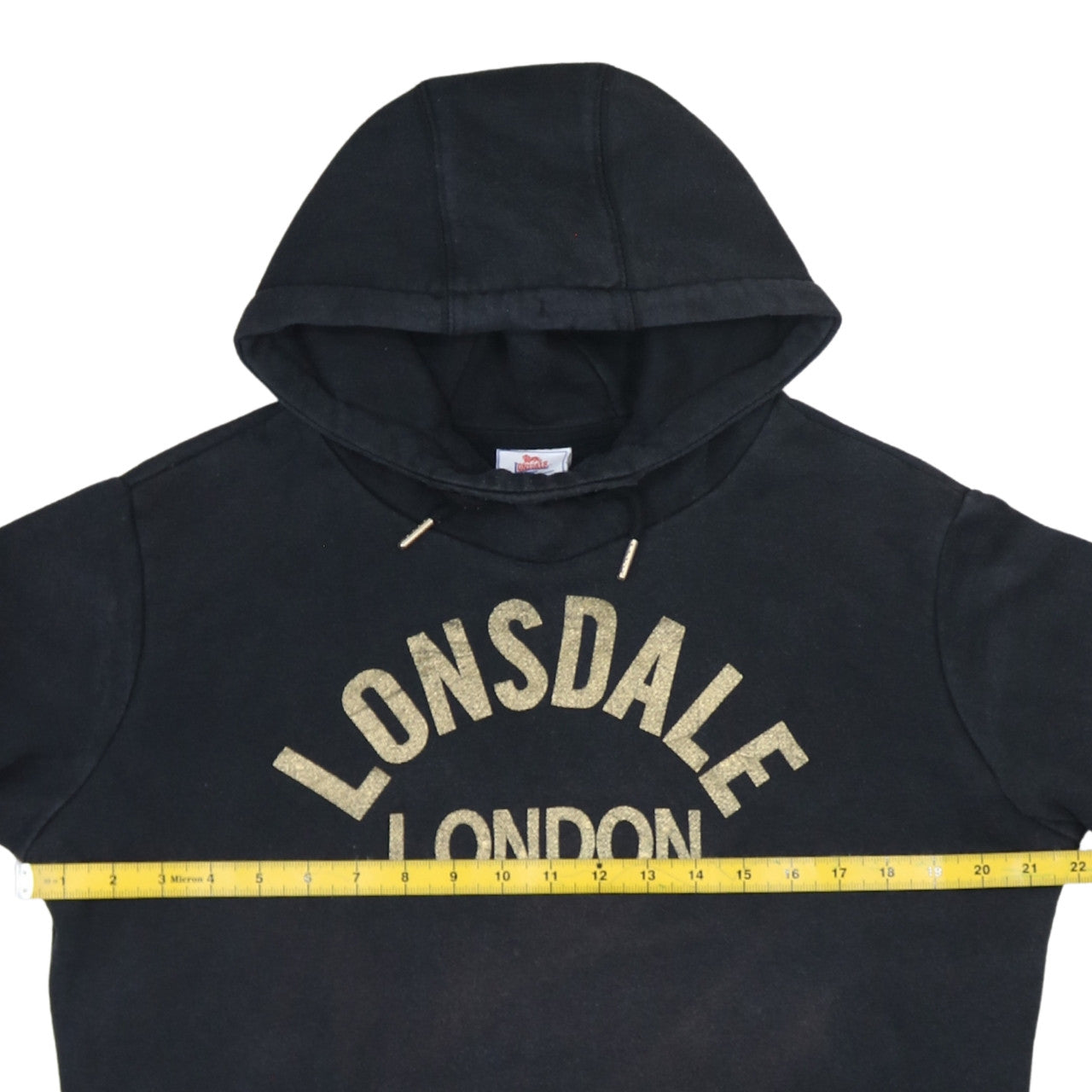 Lonsdale Women’s Black Pullover Hoodie UK 12 Logo Print