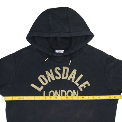 Lonsdale Women’s Black Pullover Hoodie UK 12 Logo Print