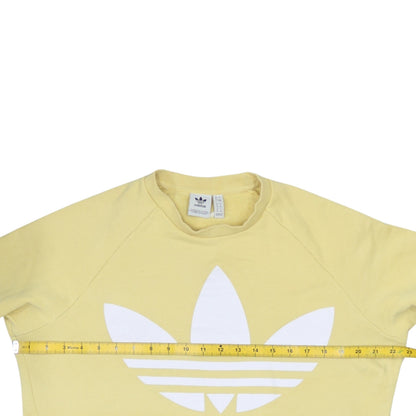 Adidas Womens Yellow Logo Sweatshirt UK 8 Pullover Cotton Blend