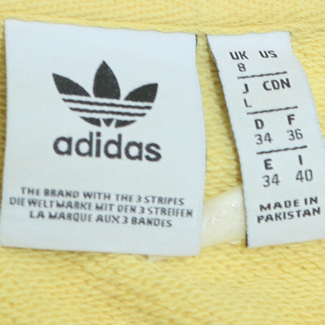 Adidas Womens Yellow Logo Sweatshirt UK 8 Pullover Cotton Blend