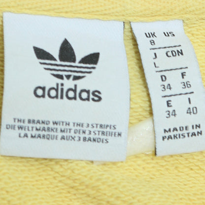 Adidas Womens Yellow Logo Sweatshirt UK 8 Pullover Cotton Blend
